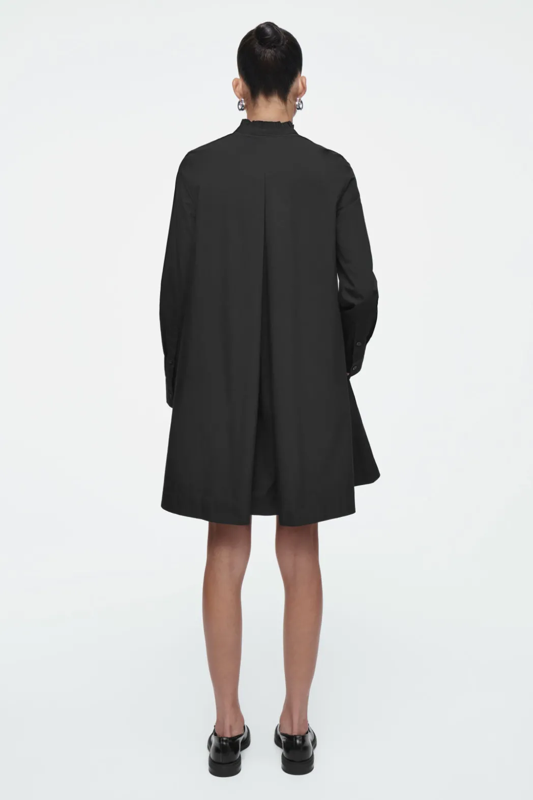 Hot COS RUFFLED SWING MINI DRESS BLACK