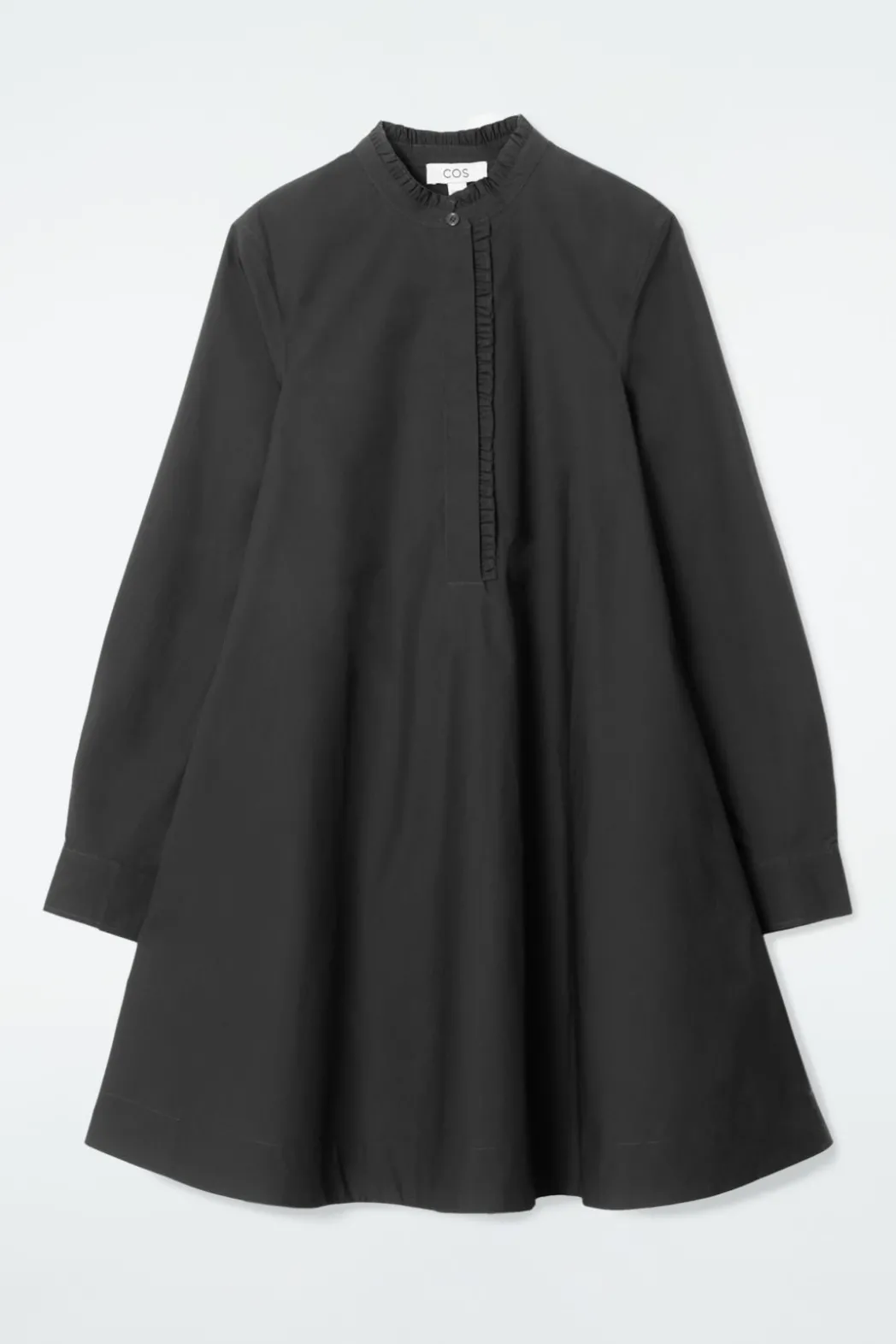 Hot COS RUFFLED SWING MINI DRESS BLACK