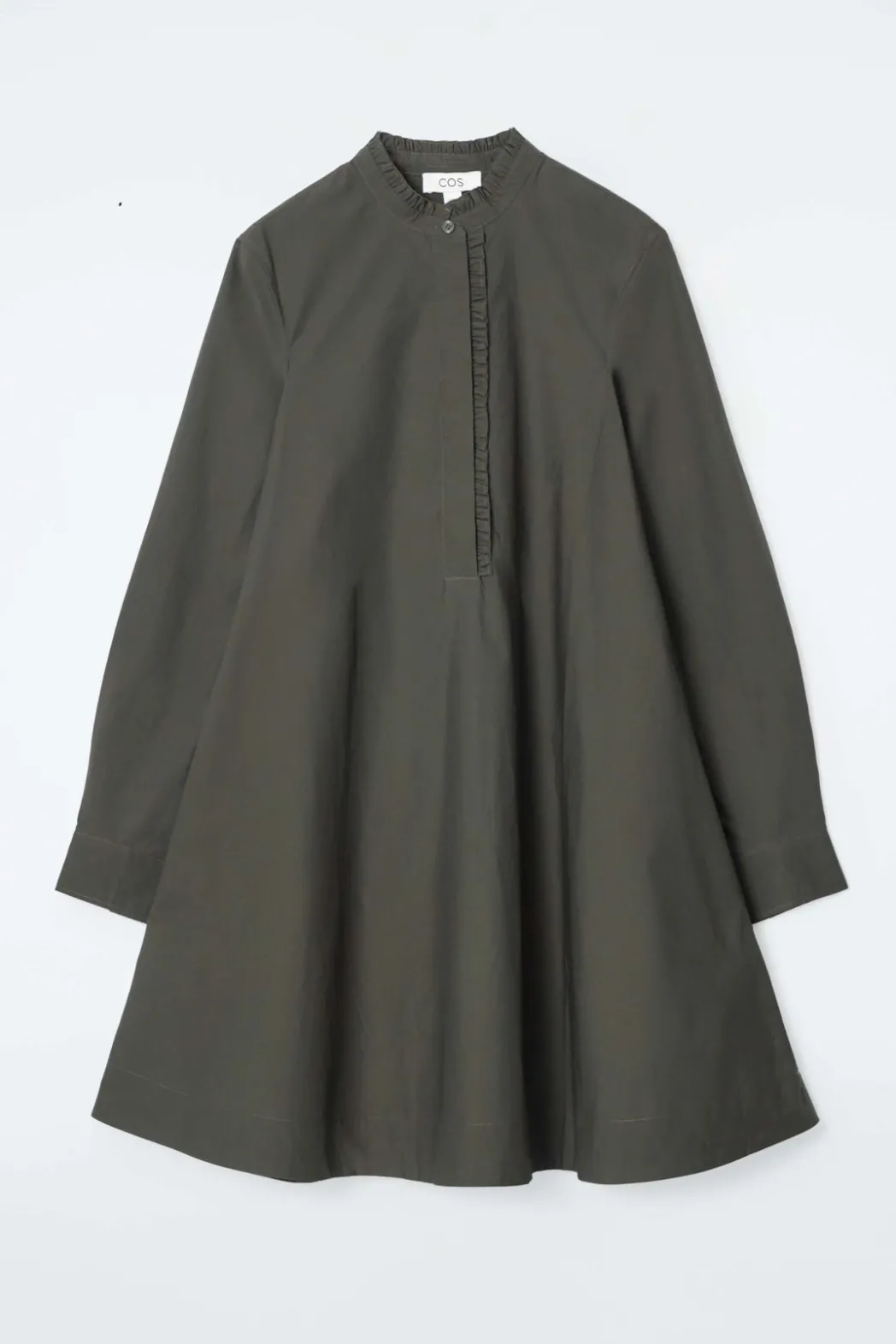 Online COS RUFFLED SWING MINI DRESS DARK KHAKI