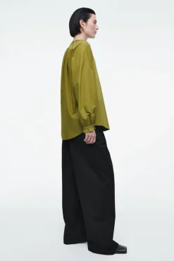 Online COS RUFFLED-CUFF GATHERED BLOUSE OLIVE GREEN