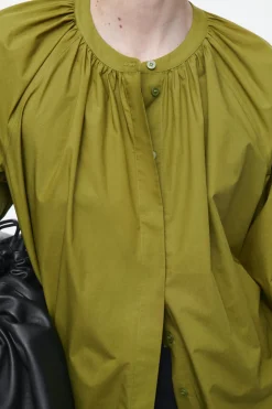 Online COS RUFFLED-CUFF GATHERED BLOUSE OLIVE GREEN