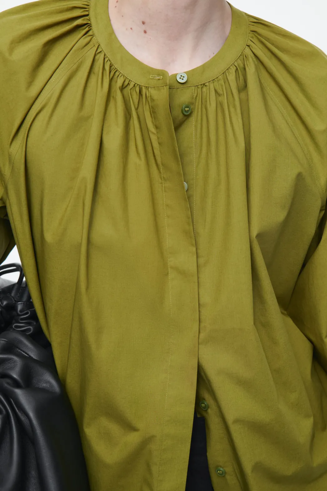 Online COS RUFFLED-CUFF GATHERED BLOUSE OLIVE GREEN