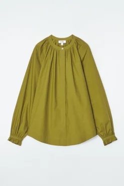 Online COS RUFFLED-CUFF GATHERED BLOUSE OLIVE GREEN