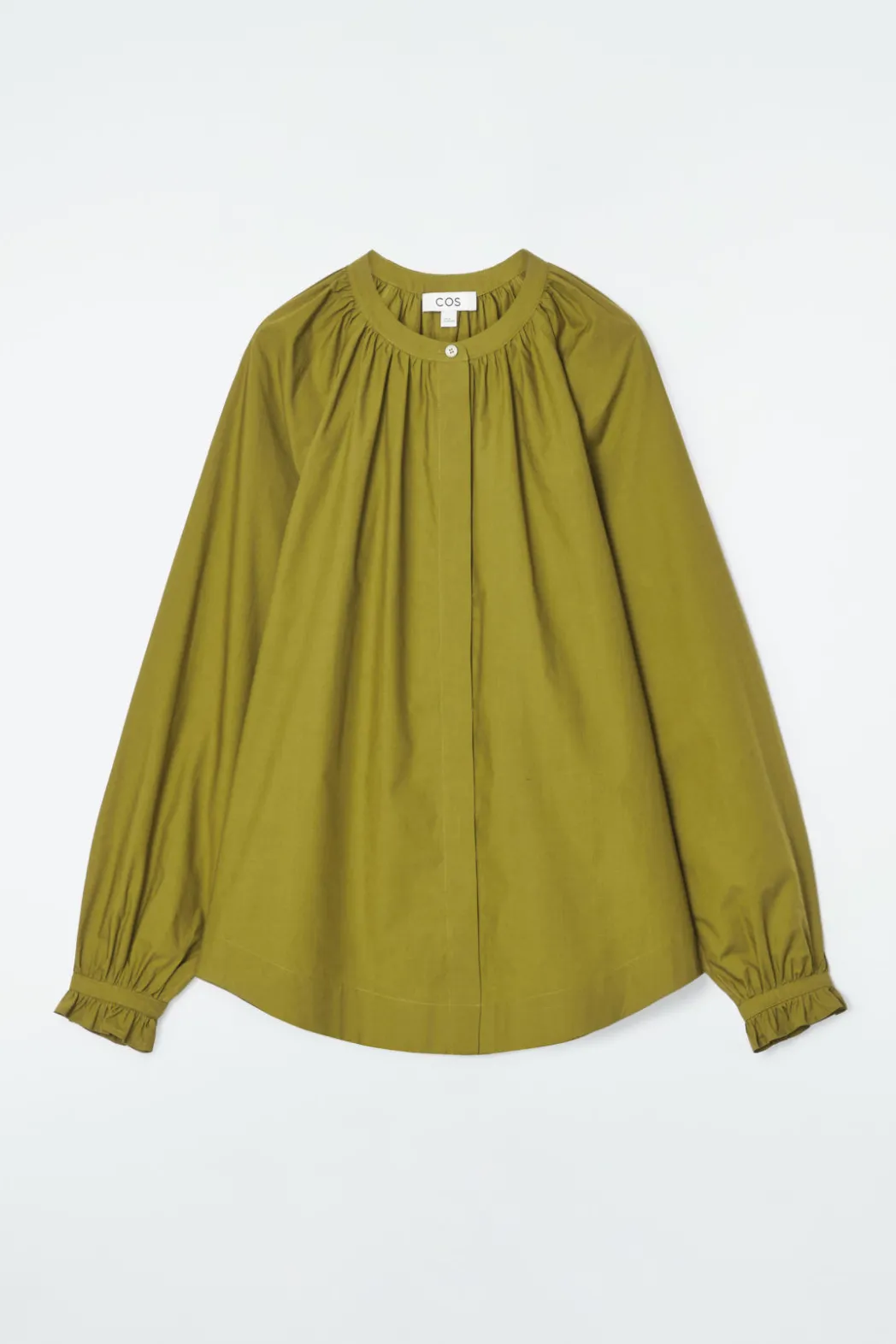Online COS RUFFLED-CUFF GATHERED BLOUSE OLIVE GREEN