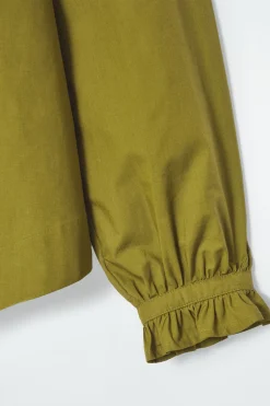 Online COS RUFFLED-CUFF GATHERED BLOUSE OLIVE GREEN