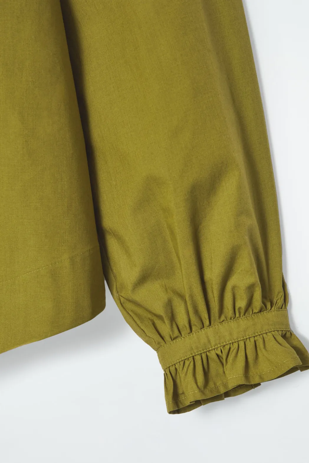 Online COS RUFFLED-CUFF GATHERED BLOUSE OLIVE GREEN
