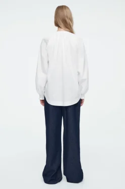 Best COS RUFFLED-CUFF GATHERED BLOUSE WHITE