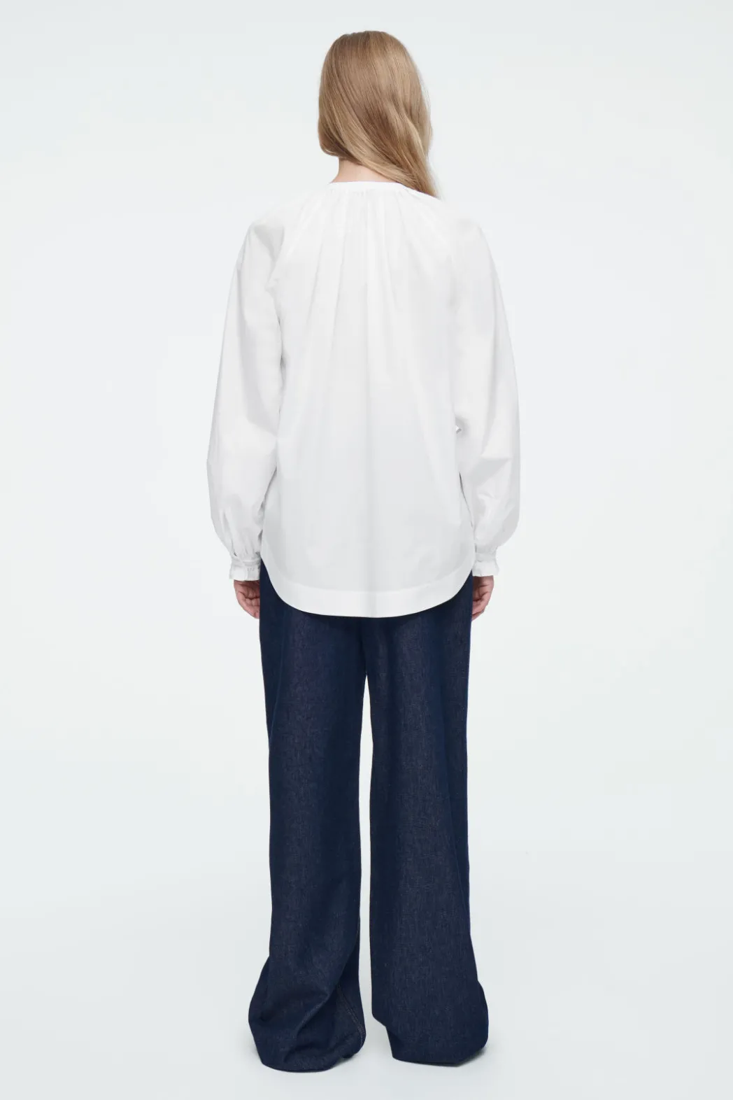 Best COS RUFFLED-CUFF GATHERED BLOUSE WHITE