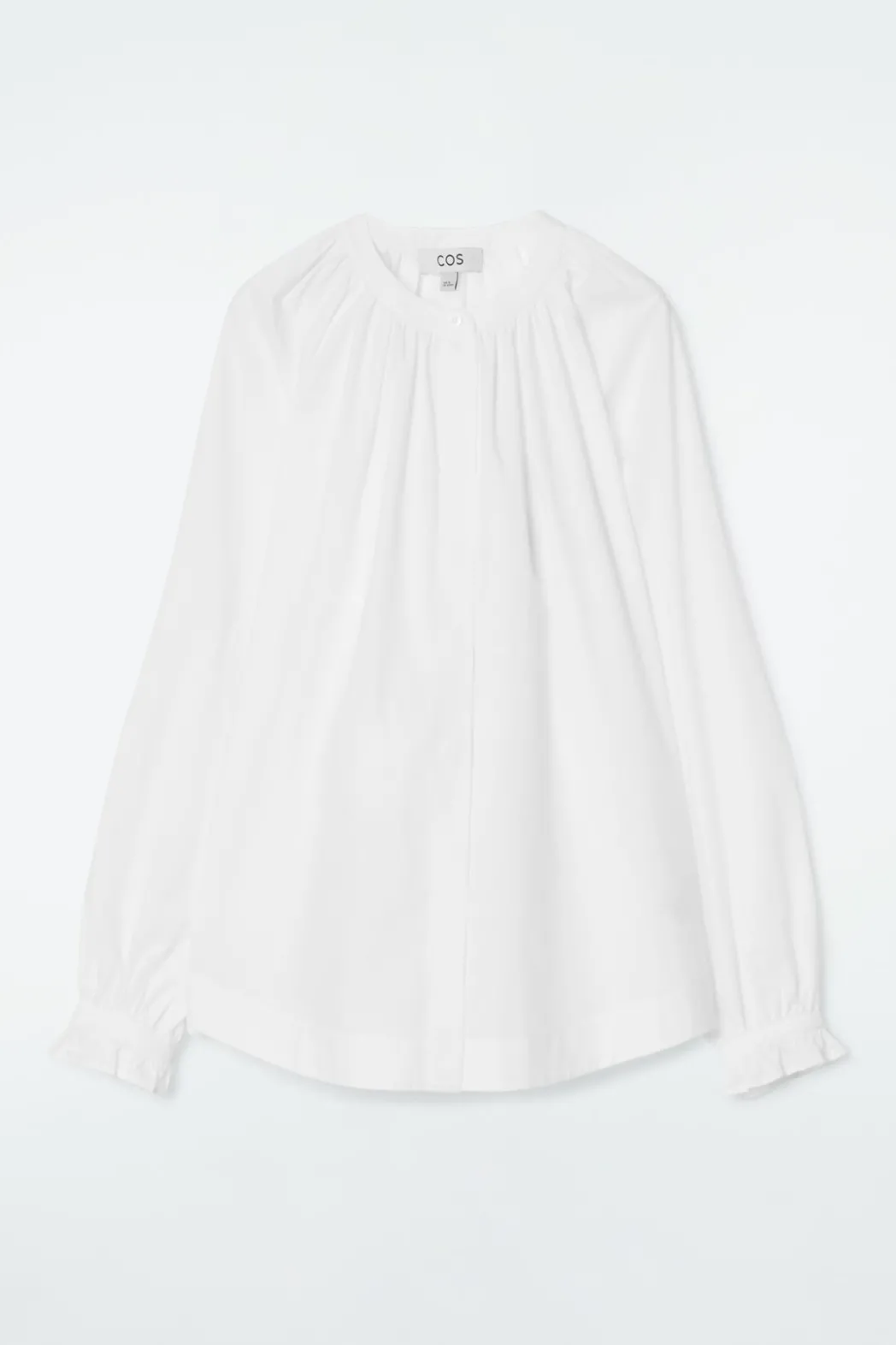 Best COS RUFFLED-CUFF GATHERED BLOUSE WHITE