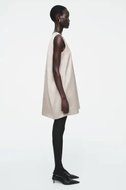 Sale COS SATIN RACER-NECK MINI DRESS OYSTER