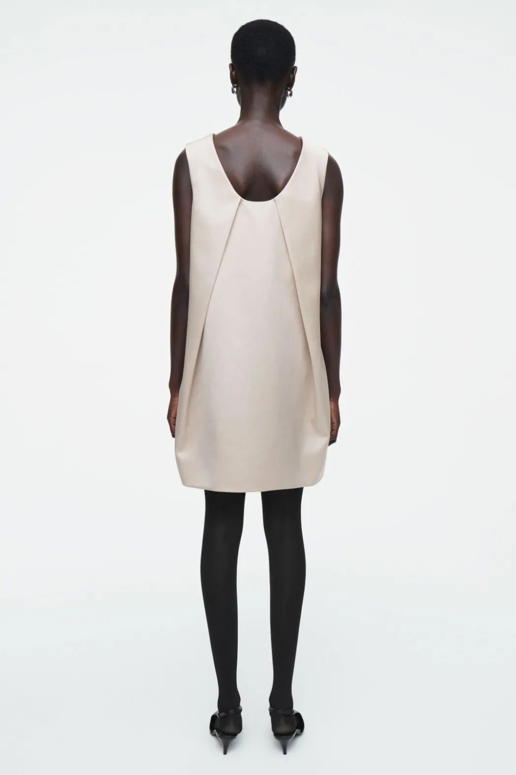 Sale COS SATIN RACER-NECK MINI DRESS OYSTER