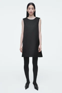 Best COS SATIN RACER-NECK MINI DRESS BLACK