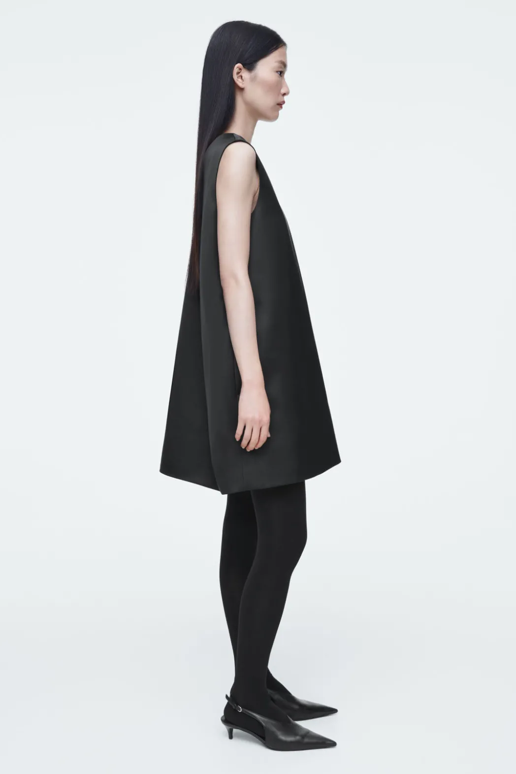 Best COS SATIN RACER-NECK MINI DRESS BLACK