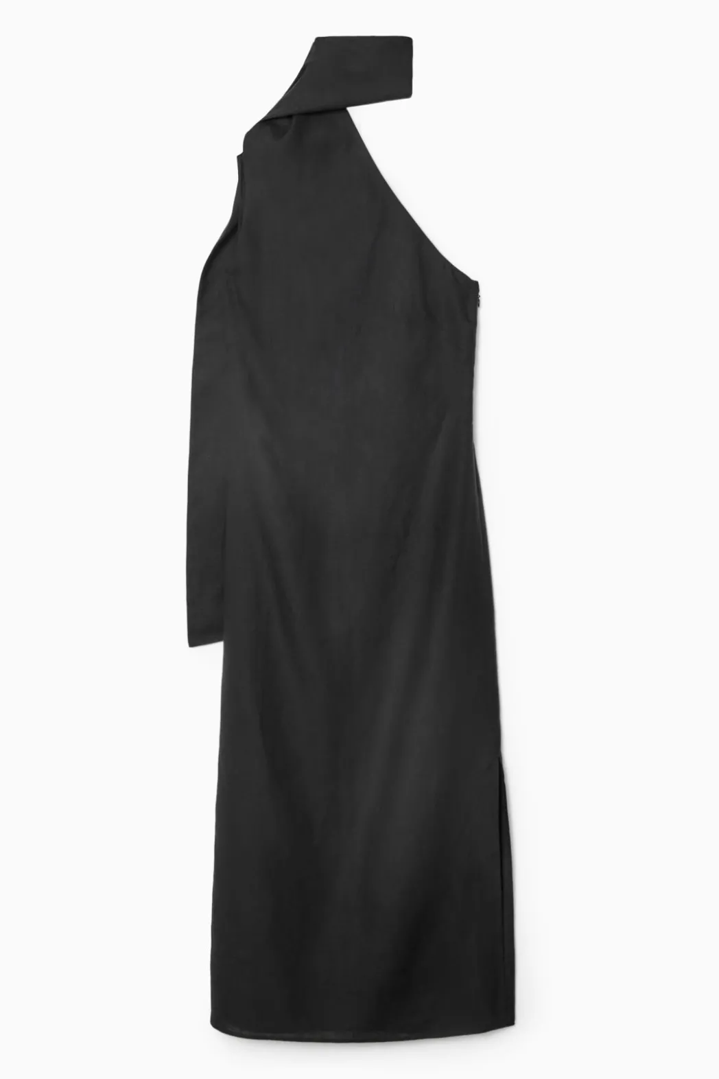 Online COS SCARF-DETAIL LINEN DRESS BLACK