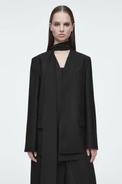Hot COS SCARF-DETAIL WOOL BLAZER BLACK