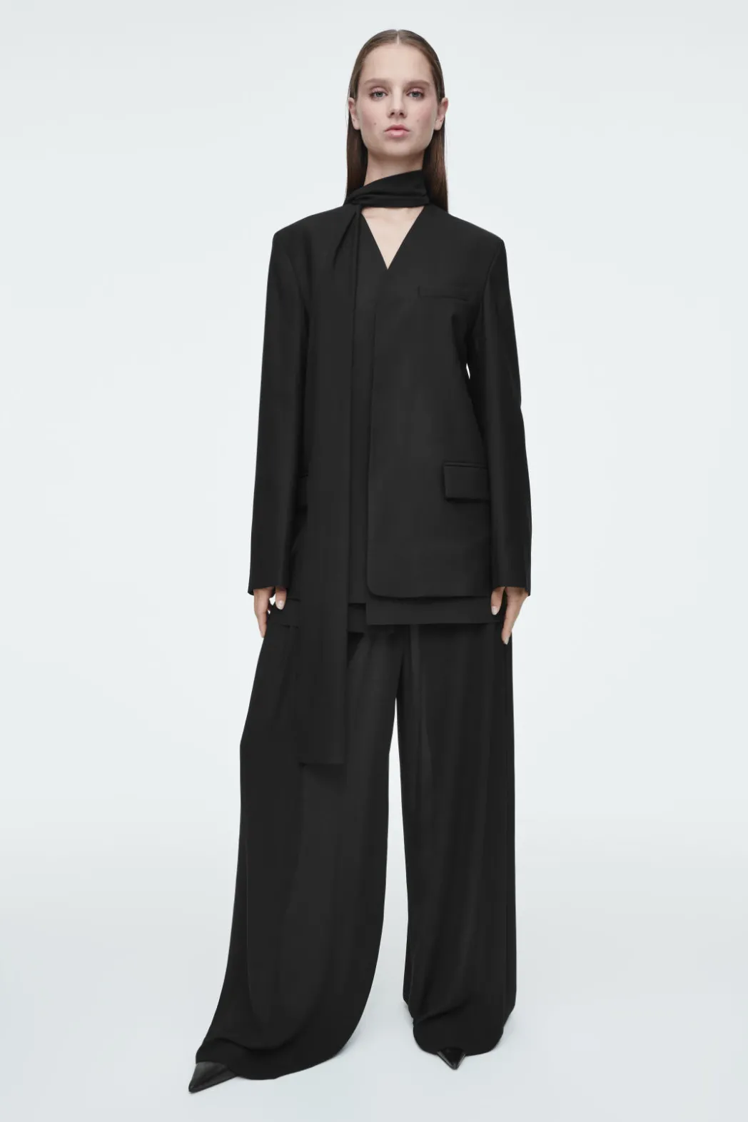 Hot COS SCARF-DETAIL WOOL BLAZER BLACK