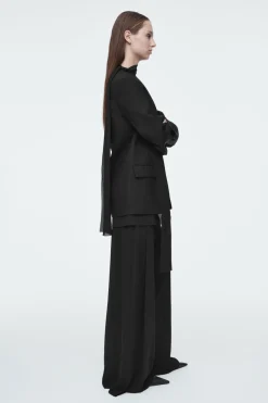 Hot COS SCARF-DETAIL WOOL BLAZER BLACK