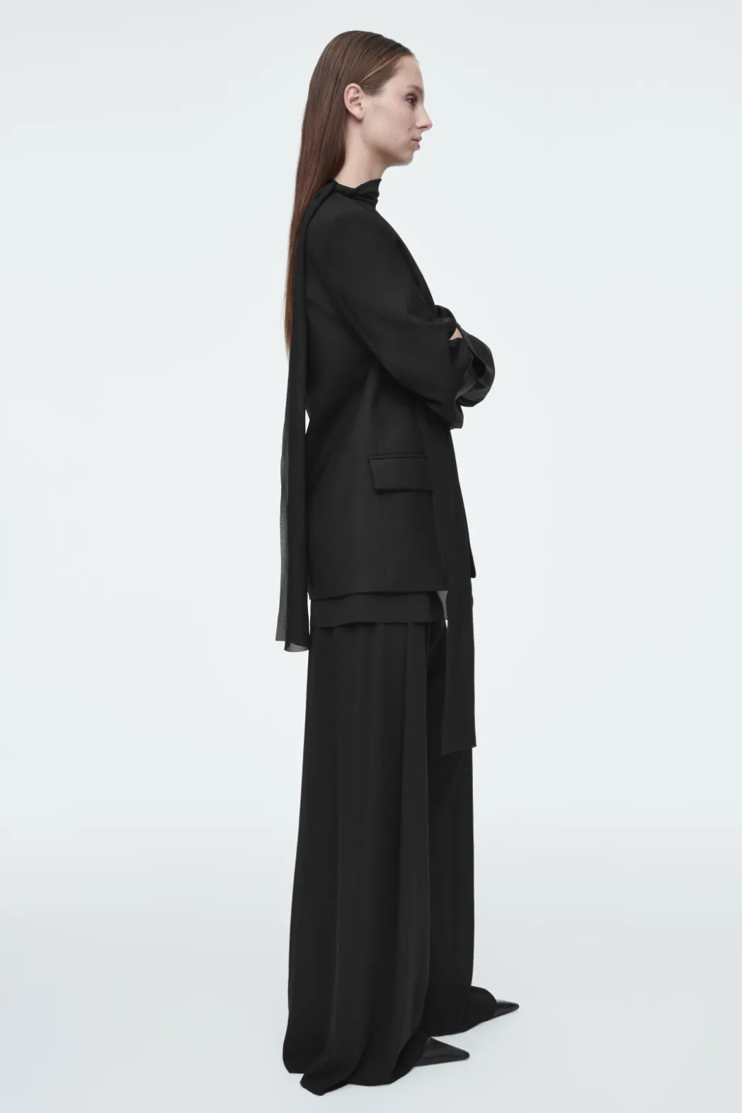 Hot COS SCARF-DETAIL WOOL BLAZER BLACK