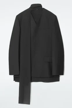 Hot COS SCARF-DETAIL WOOL BLAZER BLACK