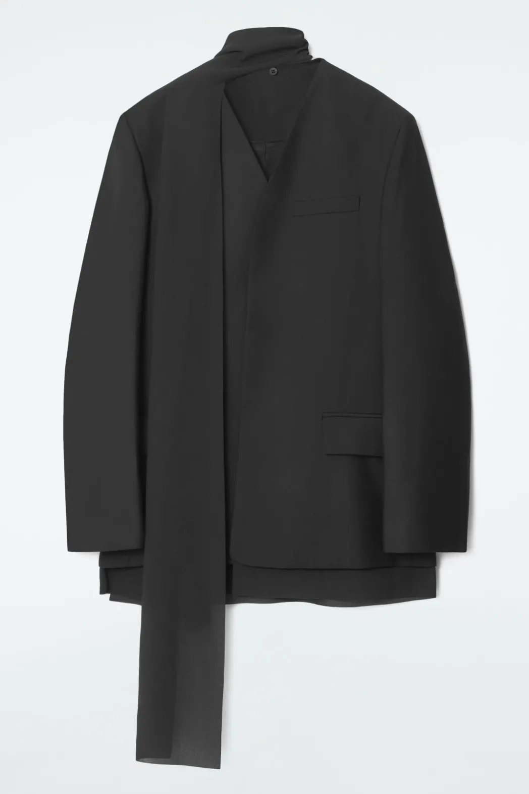 Hot COS SCARF-DETAIL WOOL BLAZER BLACK