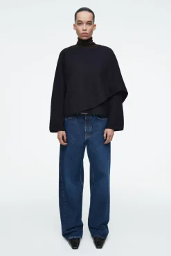Sale COS SCARF-DETAIL WOOL CAPE NAVY