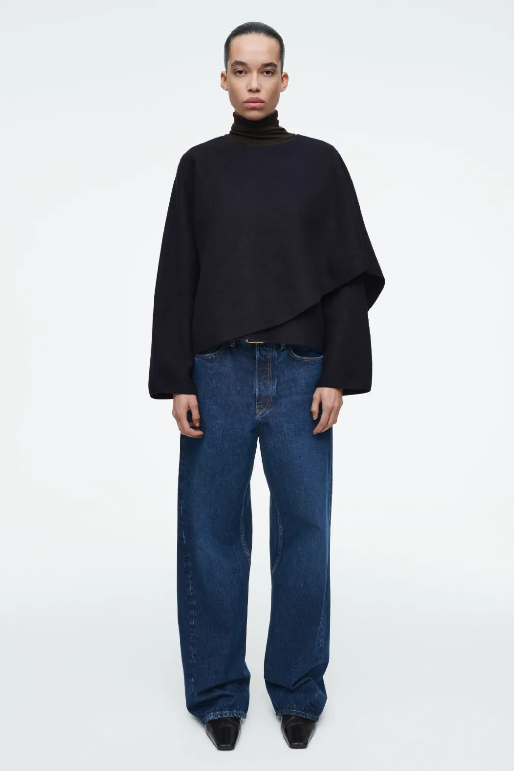 Sale COS SCARF-DETAIL WOOL CAPE NAVY