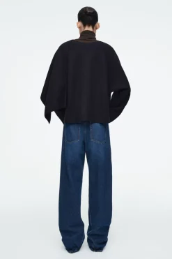 Sale COS SCARF-DETAIL WOOL CAPE NAVY
