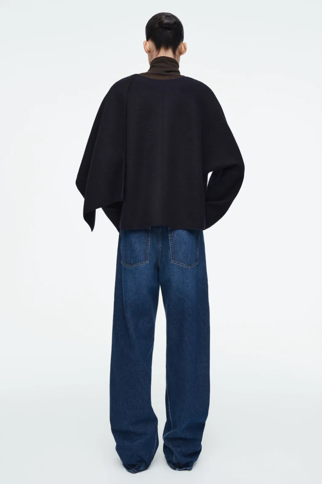 Sale COS SCARF-DETAIL WOOL CAPE NAVY