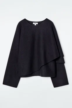 Sale COS SCARF-DETAIL WOOL CAPE NAVY