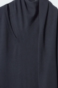 Online COS SCARF-DETAIL WOOL MAXI DRESS NAVY