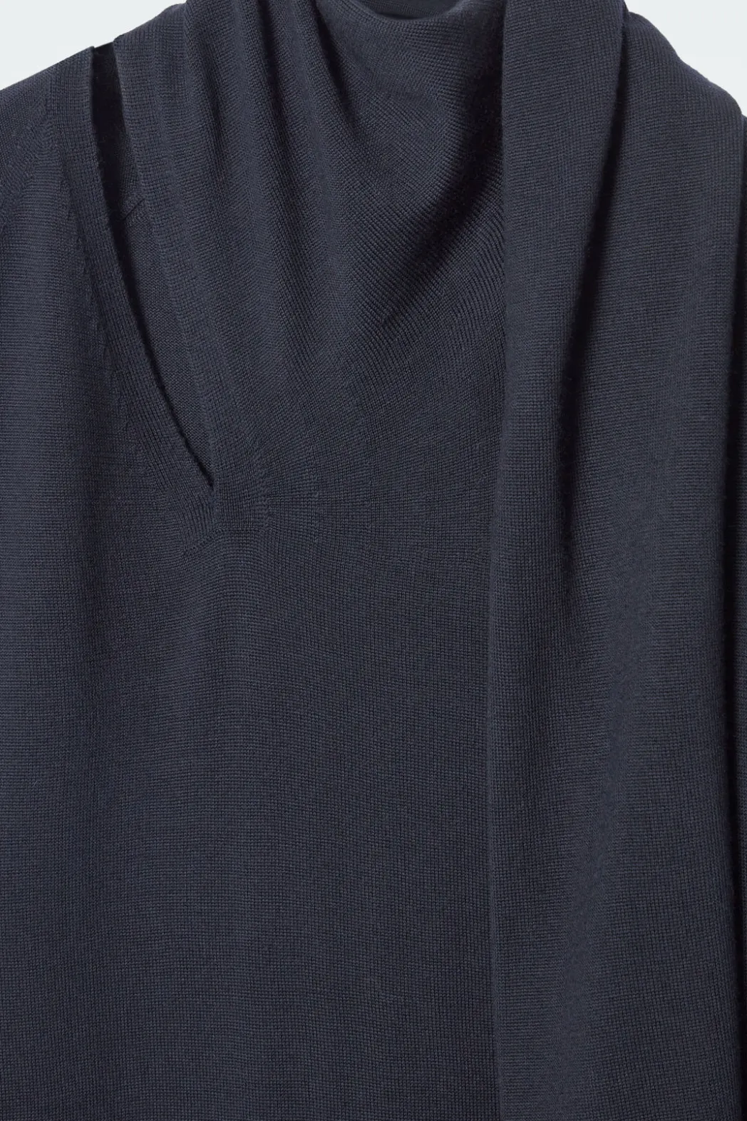 Online COS SCARF-DETAIL WOOL MAXI DRESS NAVY