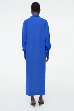Clearance COS SCARF-DETAIL WOOL MAXI DRESS BLUE