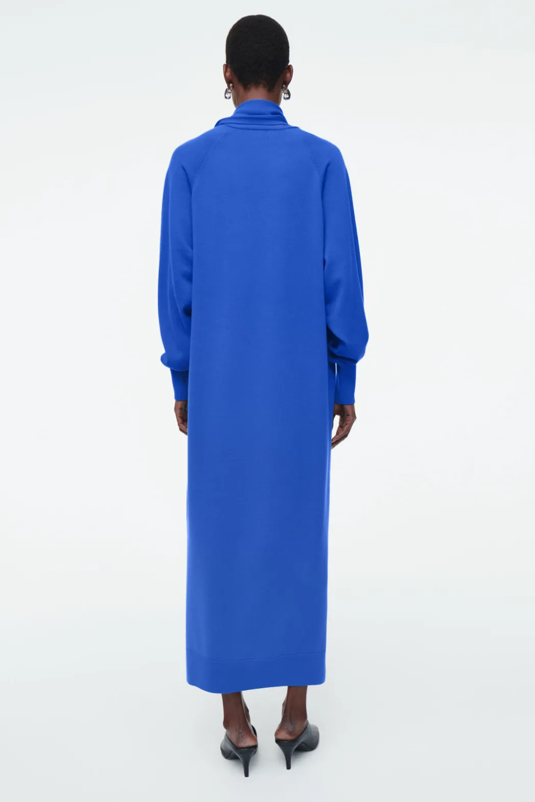 Clearance COS SCARF-DETAIL WOOL MAXI DRESS BLUE