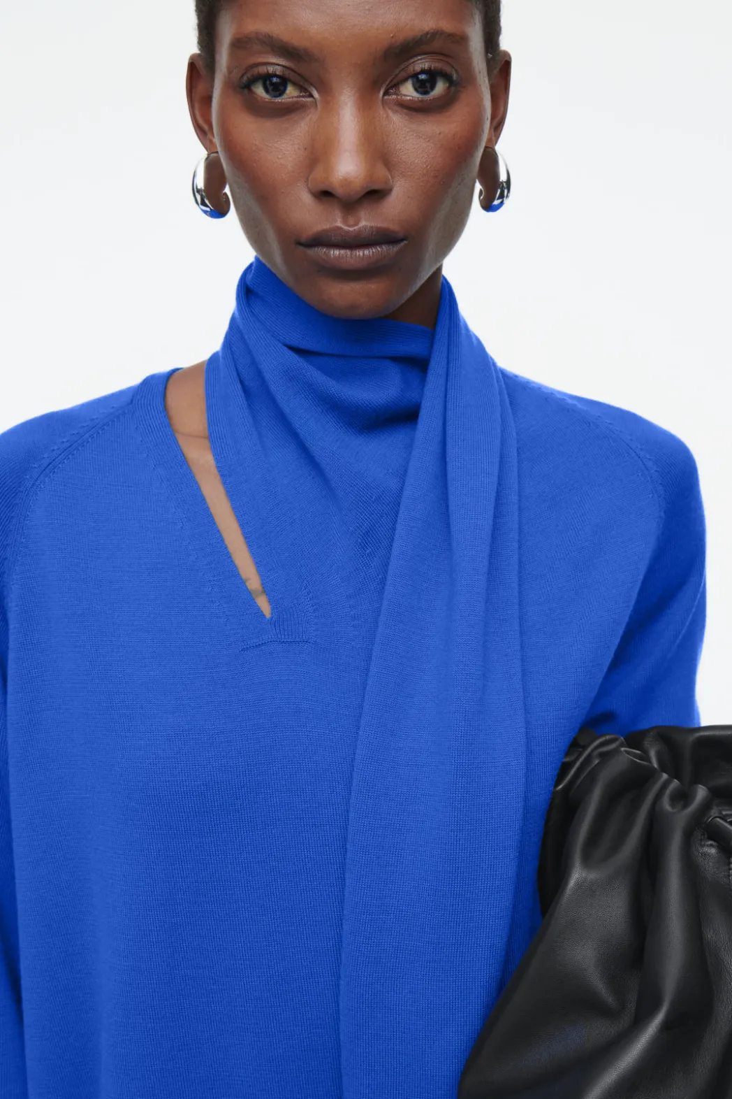 Clearance COS SCARF-DETAIL WOOL MAXI DRESS BLUE