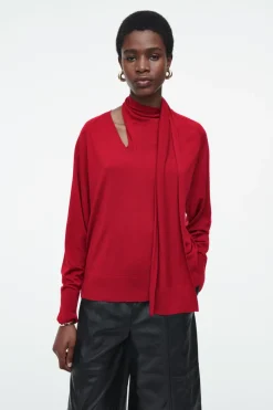 Hot COS SCARF-DETAIL WOOL TURTLENECK SWEATER RED