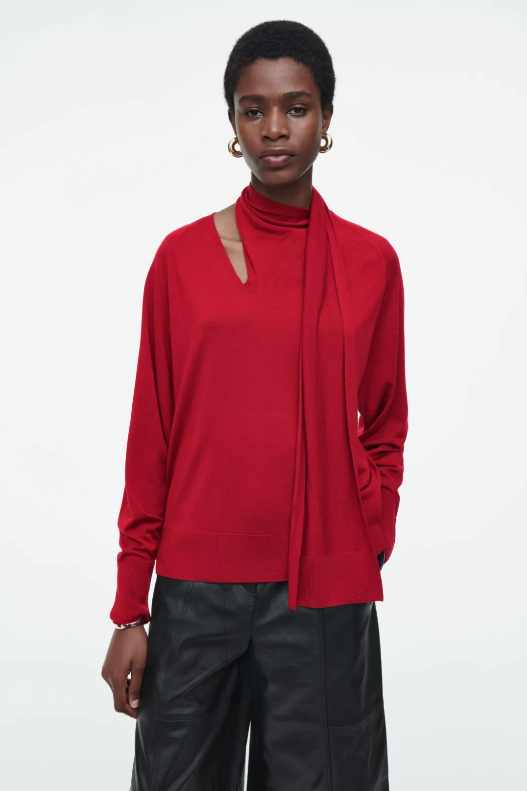 Hot COS SCARF-DETAIL WOOL TURTLENECK SWEATER RED