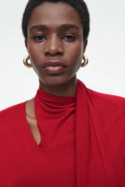 Hot COS SCARF-DETAIL WOOL TURTLENECK SWEATER RED