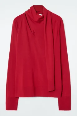 Hot COS SCARF-DETAIL WOOL TURTLENECK SWEATER RED