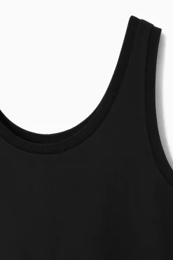 Online COS SCOOP-NECK JERSEY MIDI DRESS BLACK