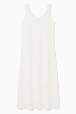 Outlet COS SCOOP-NECK JERSEY MIDI DRESS WHITE