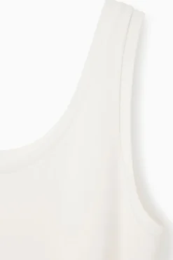 Outlet COS SCOOP-NECK JERSEY MIDI DRESS WHITE