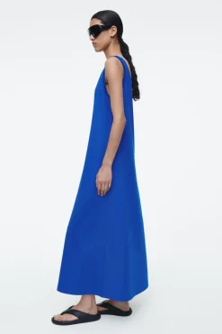 Outlet COS SCOOP-NECK JERSEY MIDI DRESS BLUE