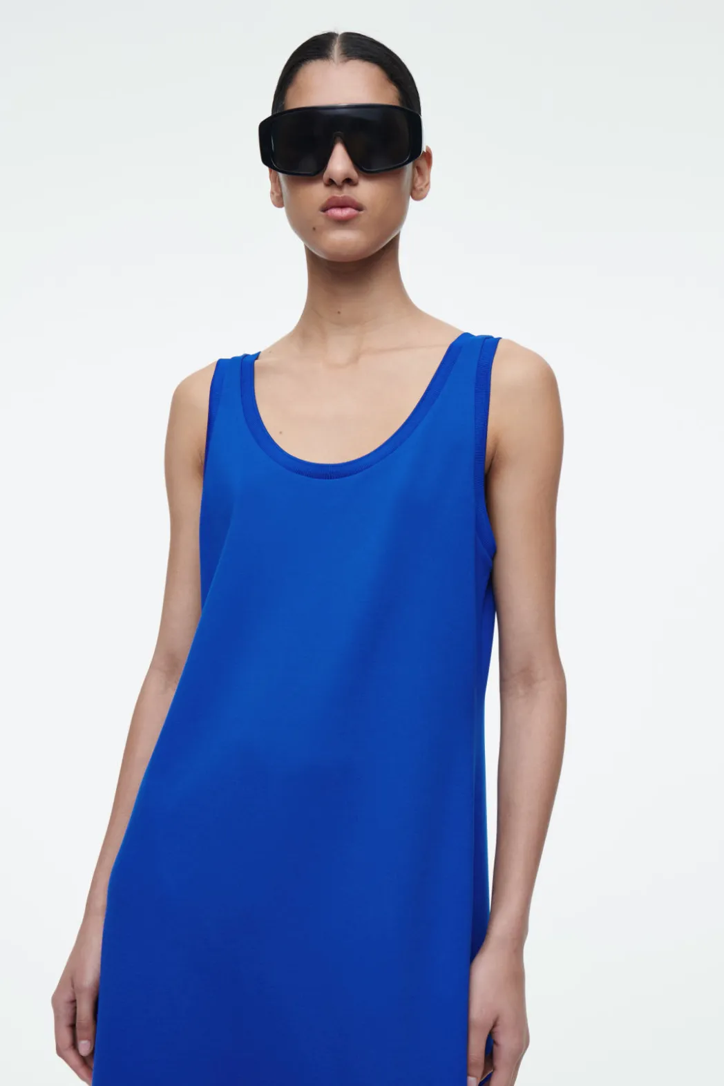 Outlet COS SCOOP-NECK JERSEY MIDI DRESS BLUE