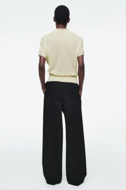 COS SCOOP-NECK KNITTED POLO SHIRT STONE