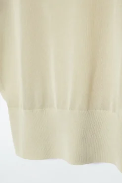 COS SCOOP-NECK KNITTED POLO SHIRT STONE