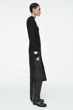 Clearance COS SCOOP-NECK MERINO WOOL LONG-SLEEVED TOP BLACK