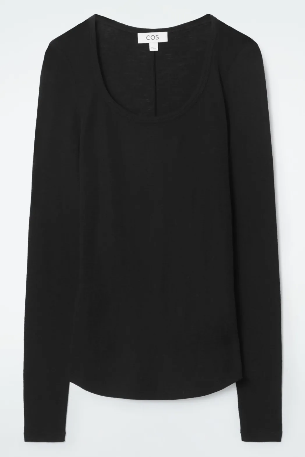 Clearance COS SCOOP-NECK MERINO WOOL LONG-SLEEVED TOP BLACK
