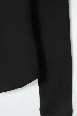 Clearance COS SCOOP-NECK MERINO WOOL LONG-SLEEVED TOP BLACK