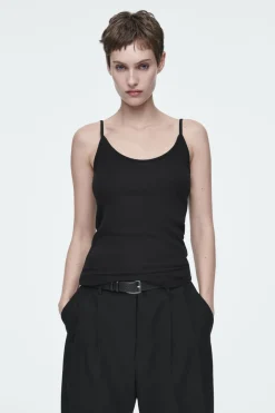 COS SCOOP-NECK MERINO WOOL TANK TOP BLACK