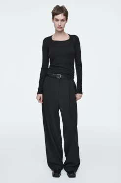 COS SCOOP-NECK MERINO WOOL TANK TOP BLACK
